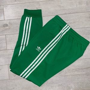 Adidas Three Stripe Green Joggers